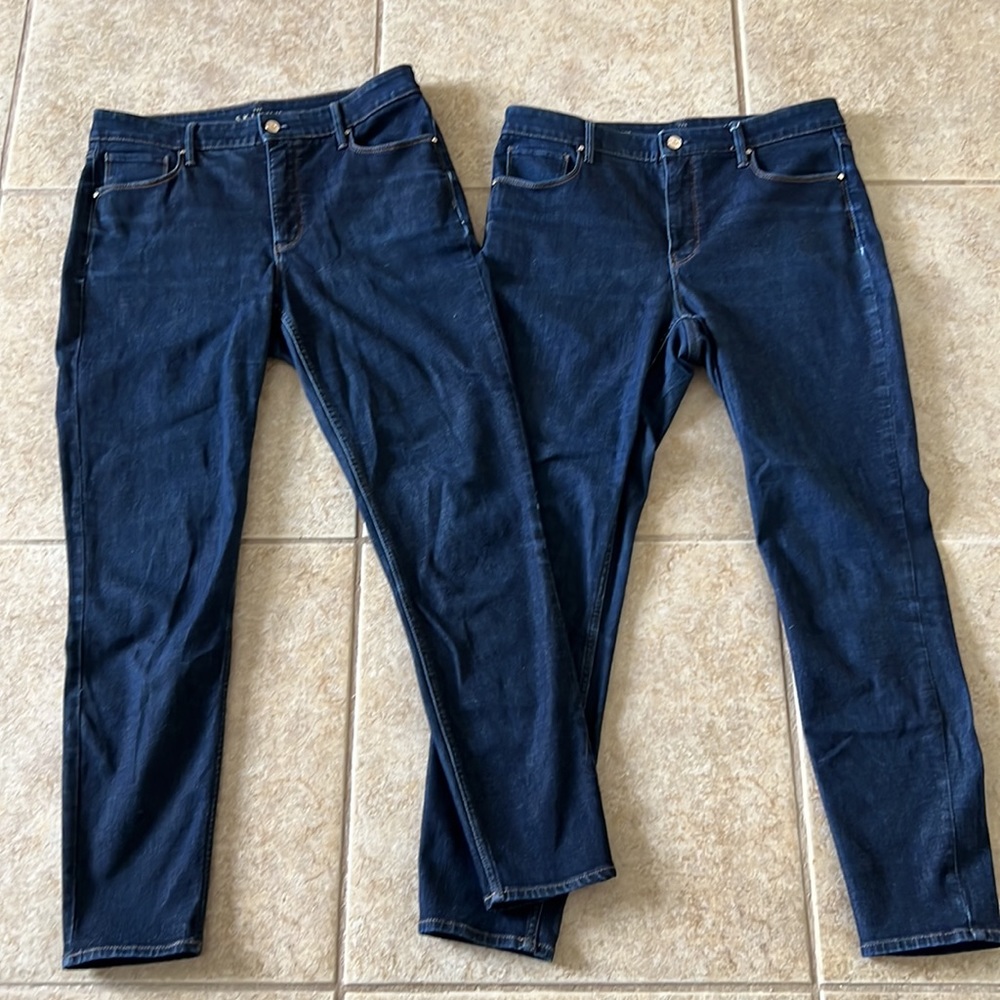 Two Pairs White House Black Market Skinny Ankle Jeans 10L Curvy